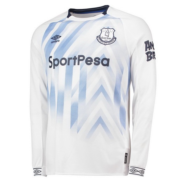 Camiseta Everton Replica Tercera Ropa ML 2018/19 Blanco